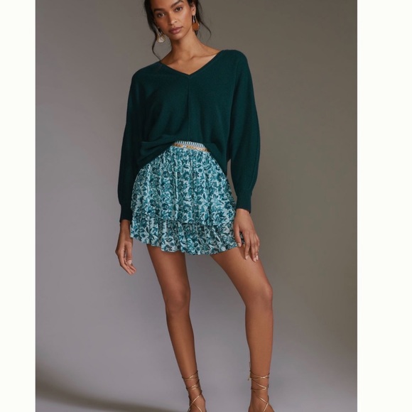 Last ONE Anthro  Pilcro The Back Out and About Do Green Cashmere Sweater size S - Picture 3 of 10